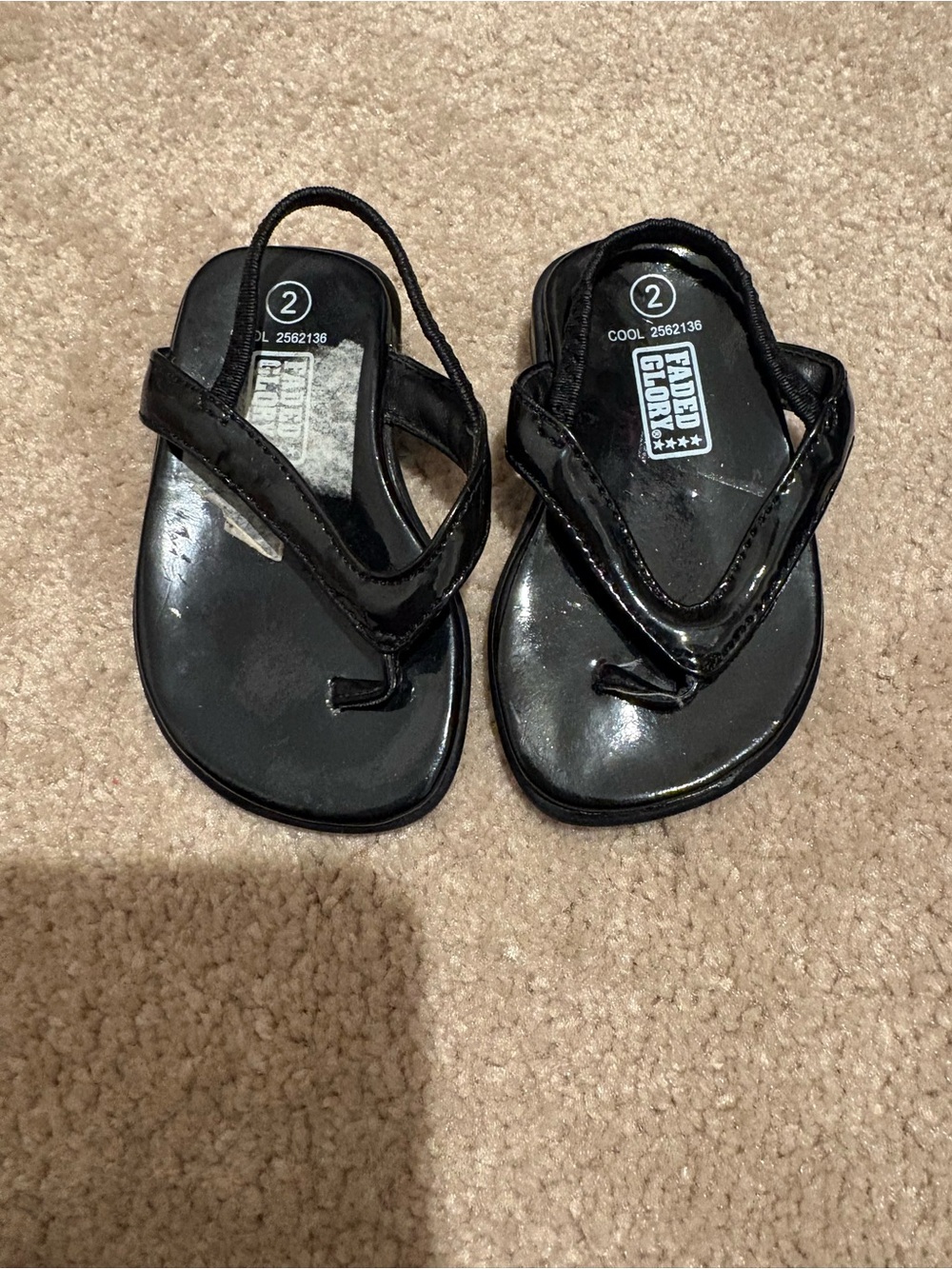 Infant Black Faux Leather Flip Flop Sandals - Faded Glory